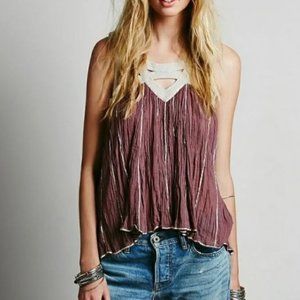 Free People One Flowy Boho Gold Striped Tank Medium
